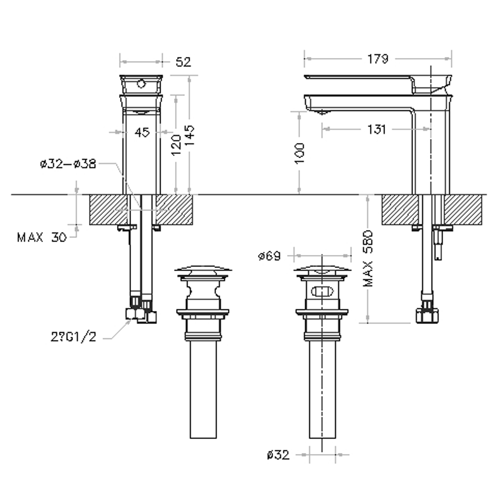 Смеситель для раковины Bravat Phillis F156101C-ENG хром