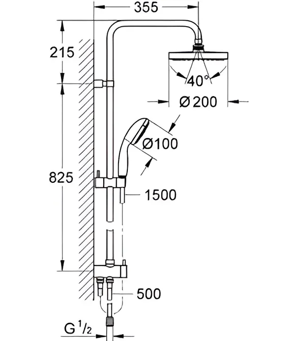 Душевая стойка Grohe Eurosmart New 124410 хром