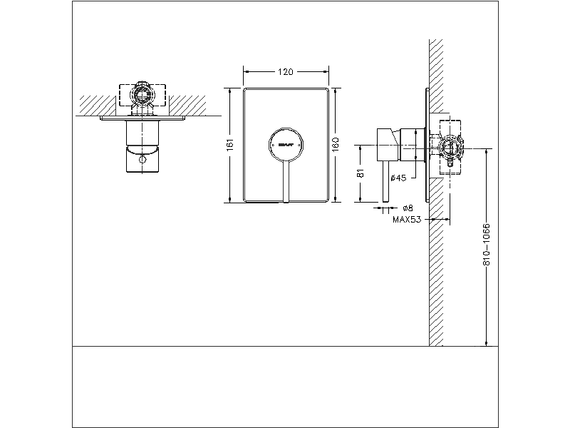 Душевая лейка Bravat Stream P70138CP-1A-RUS пластик, хром