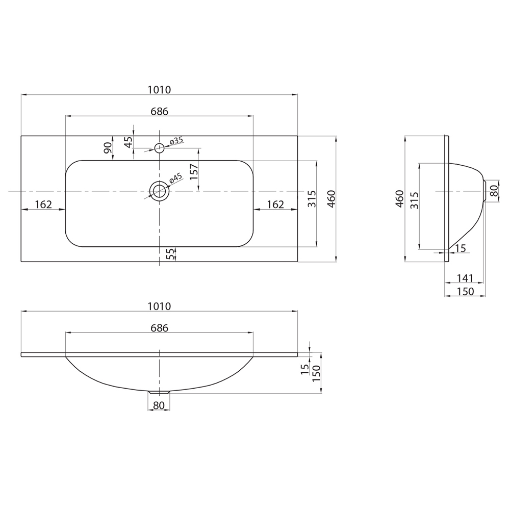 Раковина встраиваемая BelBagno BB1010/465-LV-VTR-BO белая матовая