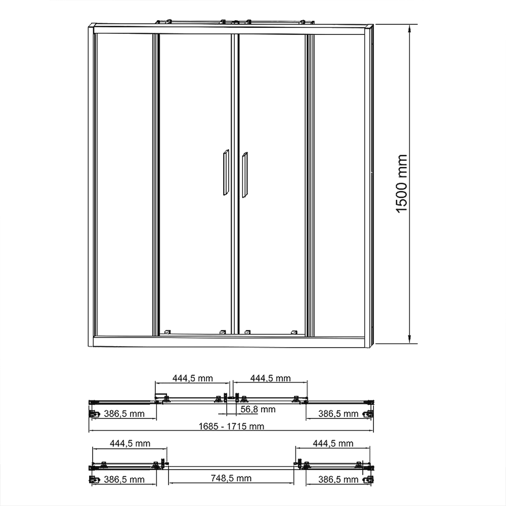 Шторка на ванну Wasserkraft Lippe 170x150см 45S02-170 профиль хром, стекло прозрачное