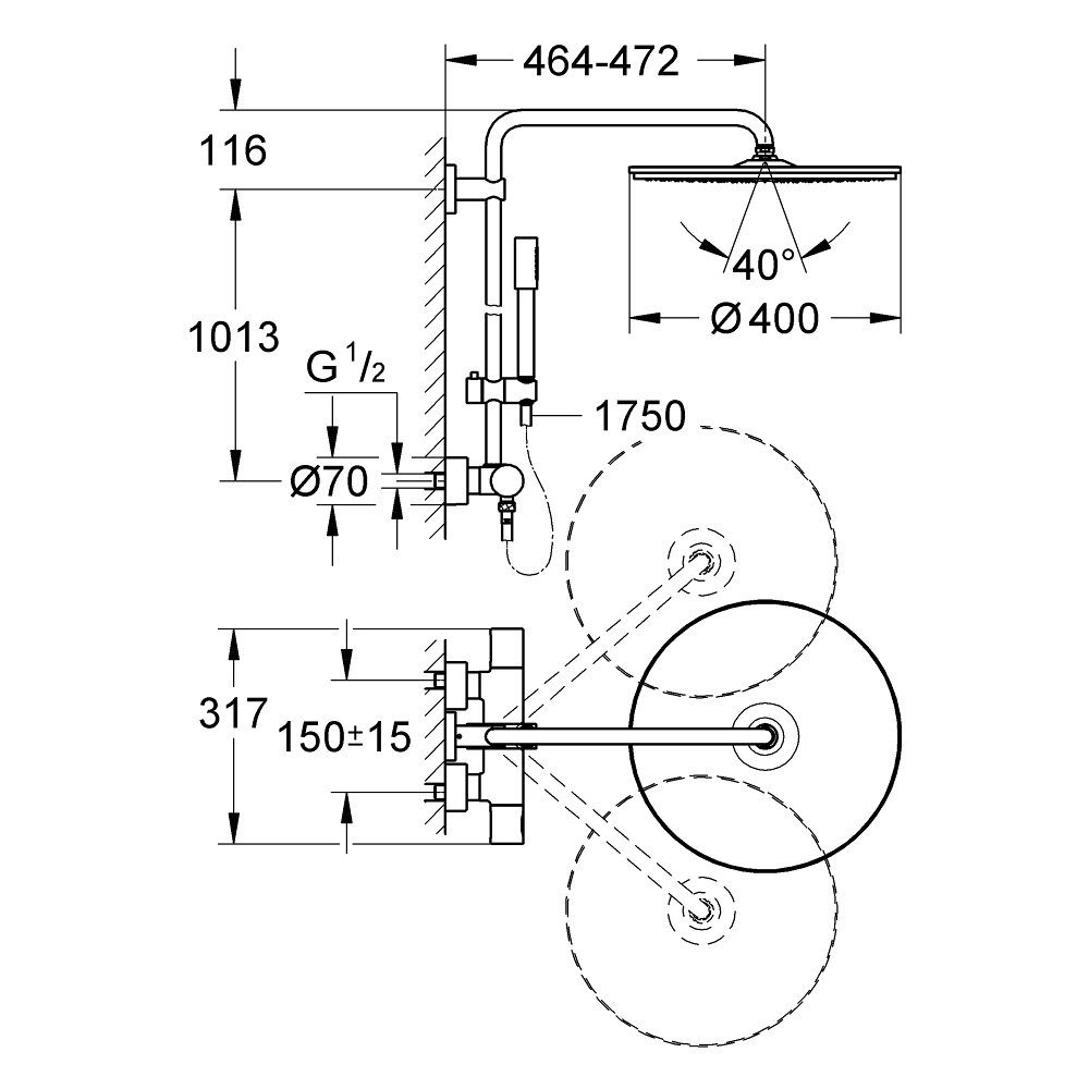 Душевая стойка Grohe Rainshower System 400 27174001 хром