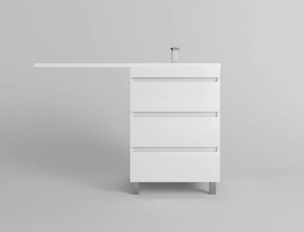 Тумба с раковиной Style Line Даллас ЛЕОН 120 напольная, правая, белый глянец