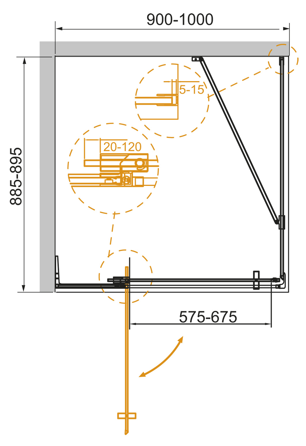 Душевой уголок Cezares Slider 100x89,5см SLIDER-AH-1-90-90/100-GRIGIO-Cr профиль хром, стекло серое