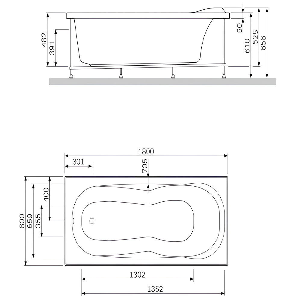 Каркас для ванны AM.PM Bliss L W53A-180-080W-R серый