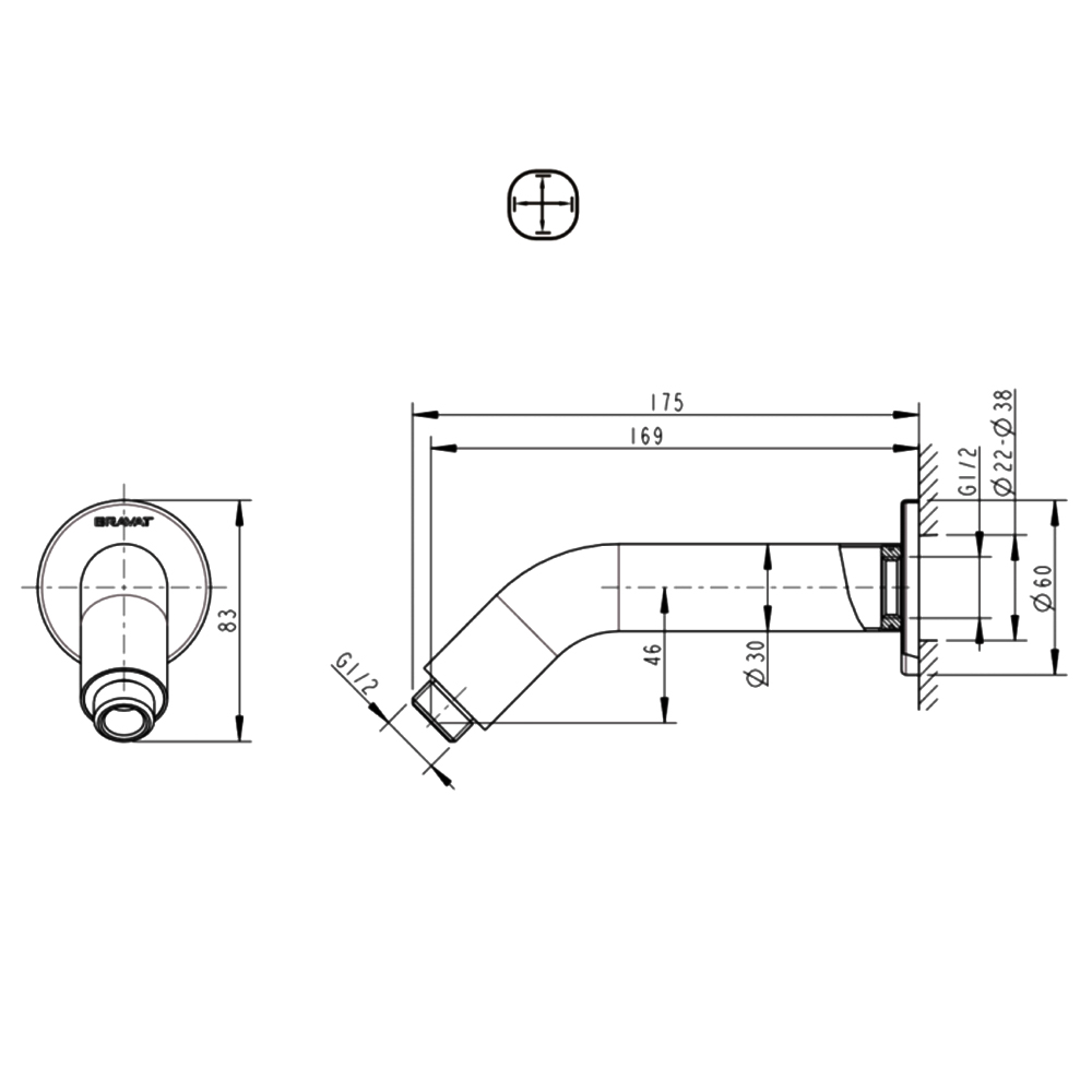 Кронштейн Bravat Built-in D312C-RUS хром