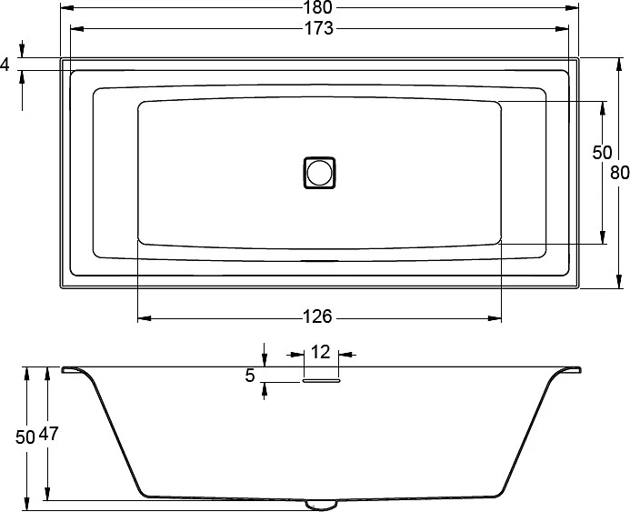 Акриловая ванна RIHO 180x80 B099035005 белая глянцевая