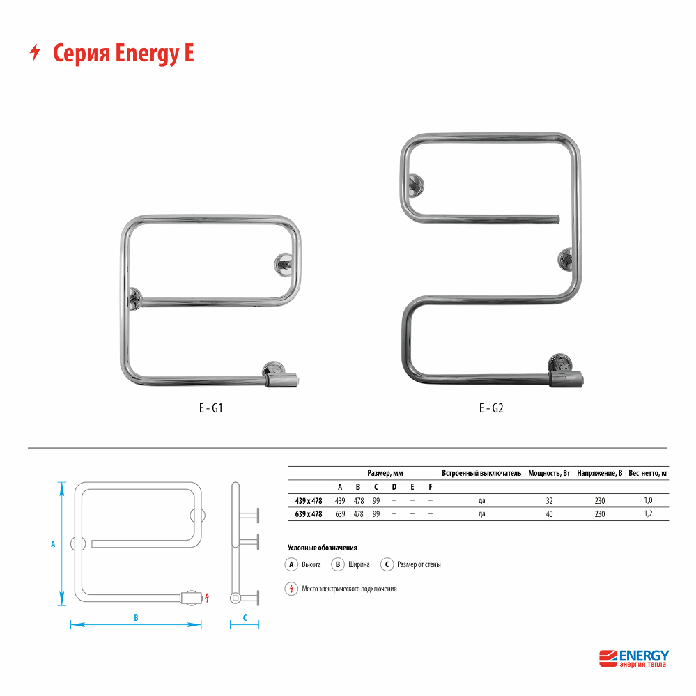 Полотенцесушитель электрический Energy E chrome G2 64х48 см EETR00EG20000000000 хром