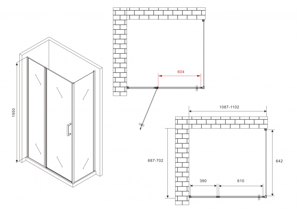 Душевой уголок ABBER Sonnenstrand 110x70см AG04110BS-S70B профиль черный, стекло прозрачное