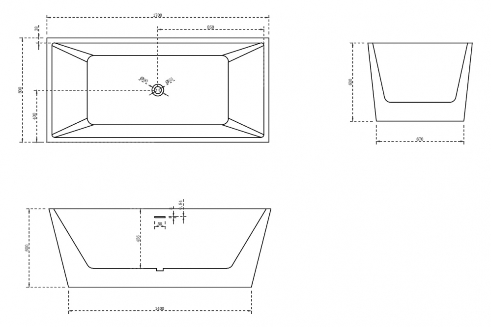 Акриловая ванна ABBER 170x8 AB9224-1.7 белая глянцевая