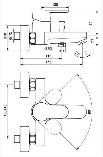 Душевой комплект Ideal Standard Ceraplan III B1118AA хром