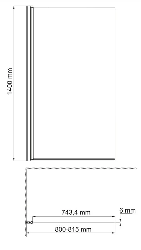 Шторка на ванну Wasserkraft Berkel 80x140см 48P01-80BLACK профиль черный, стекло прозрачное