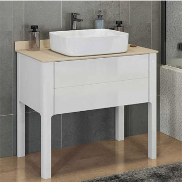 Тумба с раковиной Comforty Лондон 90-1 00-00006547 белая глянцевая, с бежевой столешницей