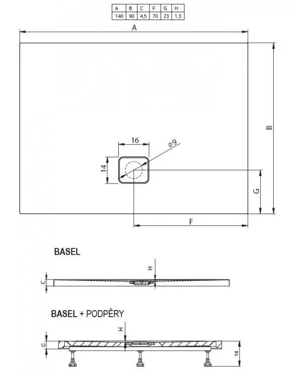 Душевой поддон Riho Basel 90х140см D005027005 белый