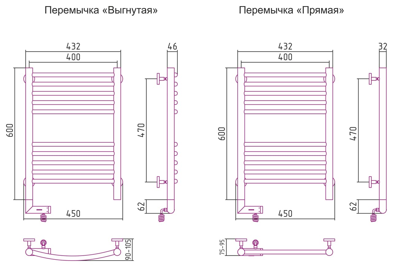 Полотенцесушитель электрический Сунержа РЭБ Богема 2,0 600х400 МЭМ