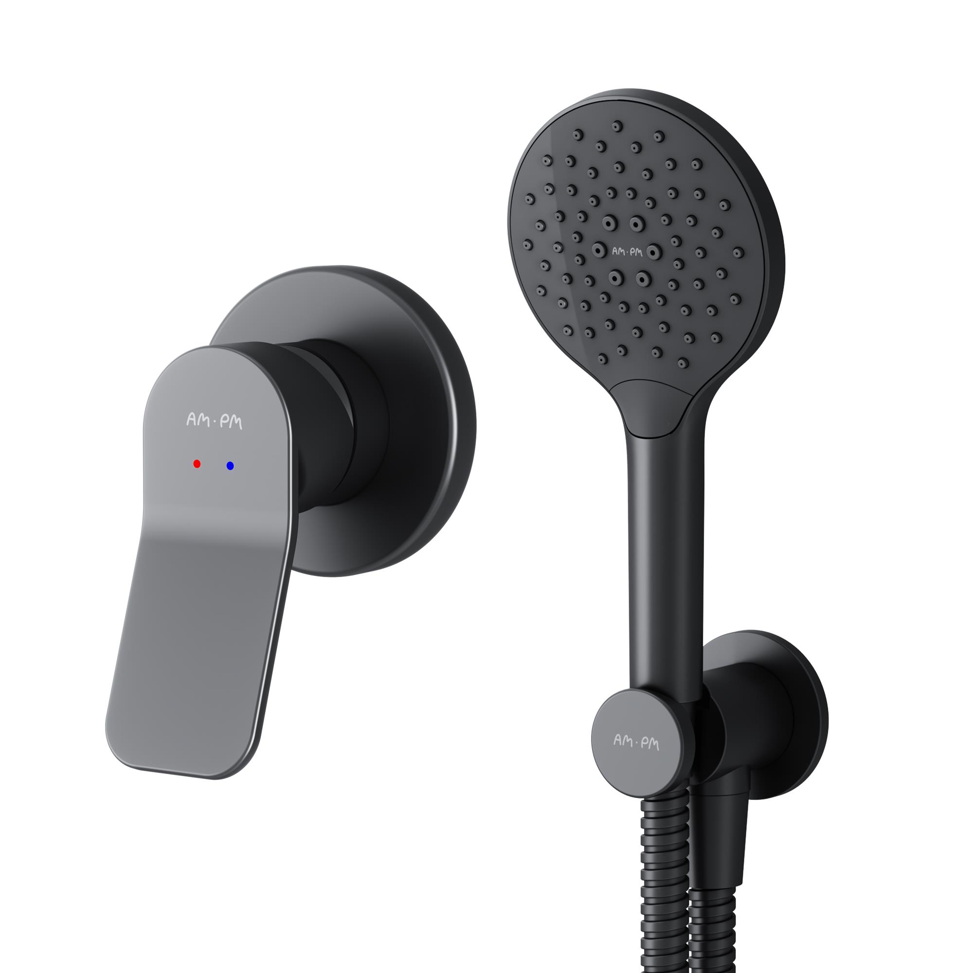 Душевой комплект AM.PM X-Joy FB85A2H022 с внутренней частью, чёрный