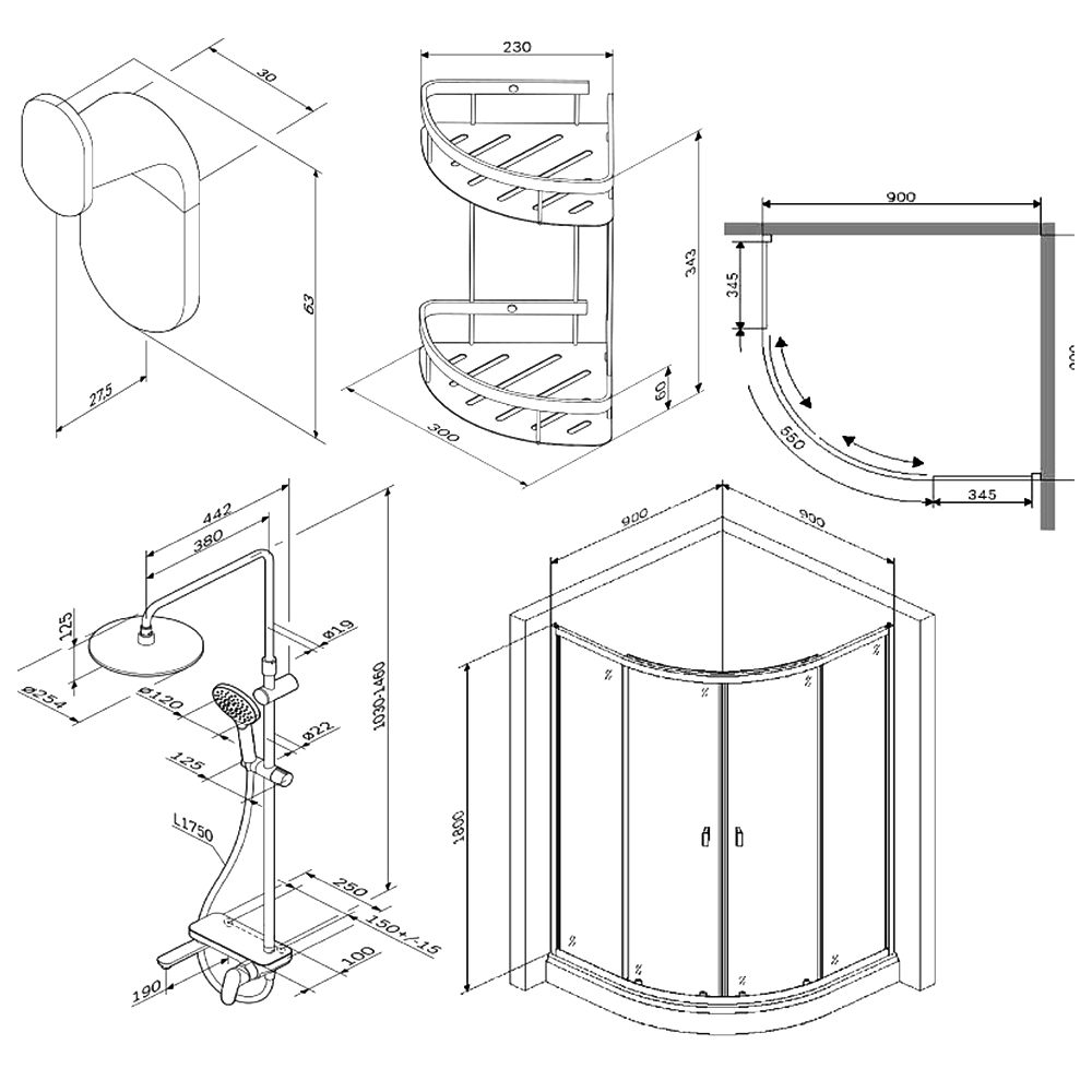 Душевой уголок AM.PM X-Joy 90x90 WK88DH профиль хром, стекло прозрачное