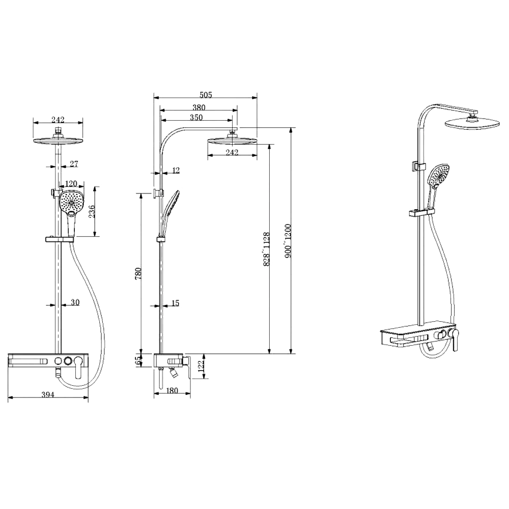 Душевая стойка Bravat Meissen F6277312CP-A-ENG хром