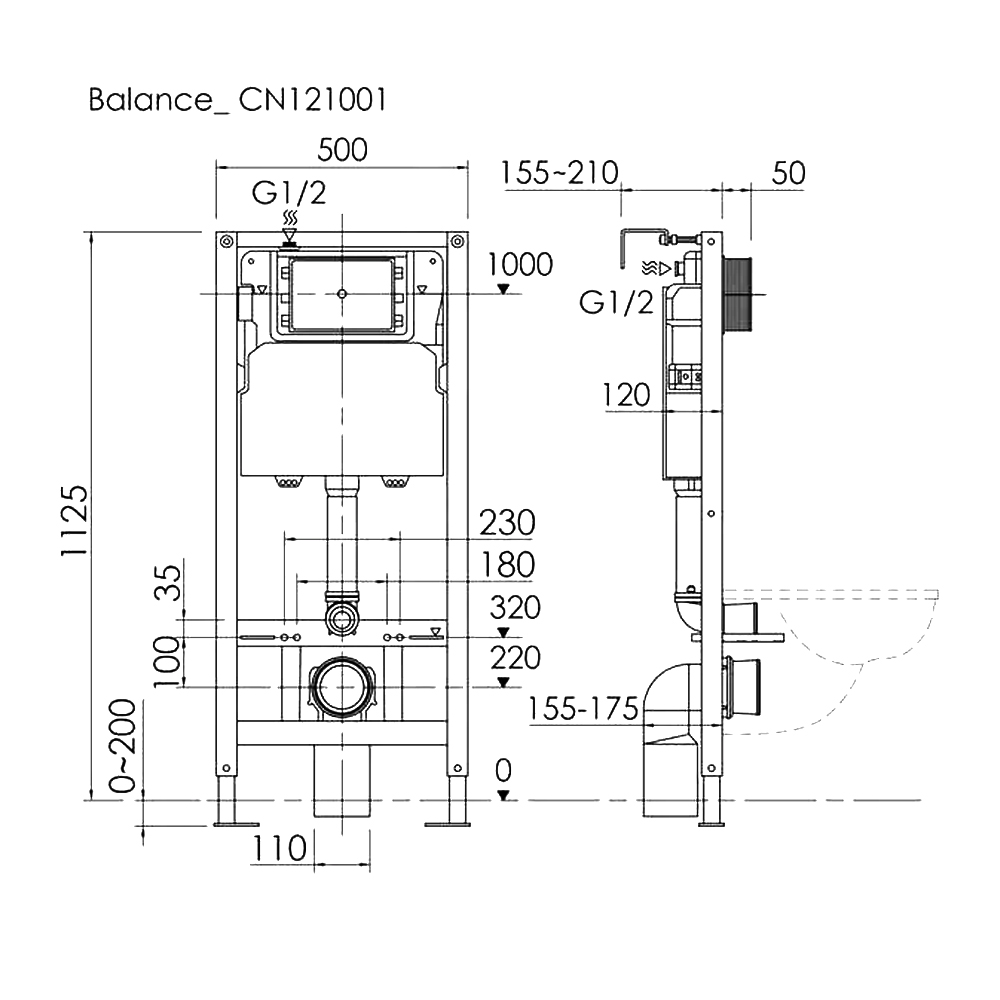 Система инсталляции для унитазов Ceramica Nova Balance CN121001