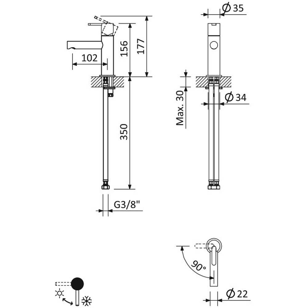 Смеситель для раковины Cezares Leaf LEAF-LSM1-SR золото