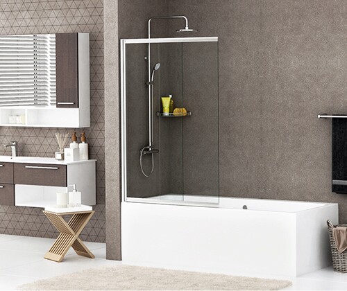 Шторка на ванну Wasserkraft Main 80x140см 41S02-80 WasserSchutz профиль хром, стекло прозрачное