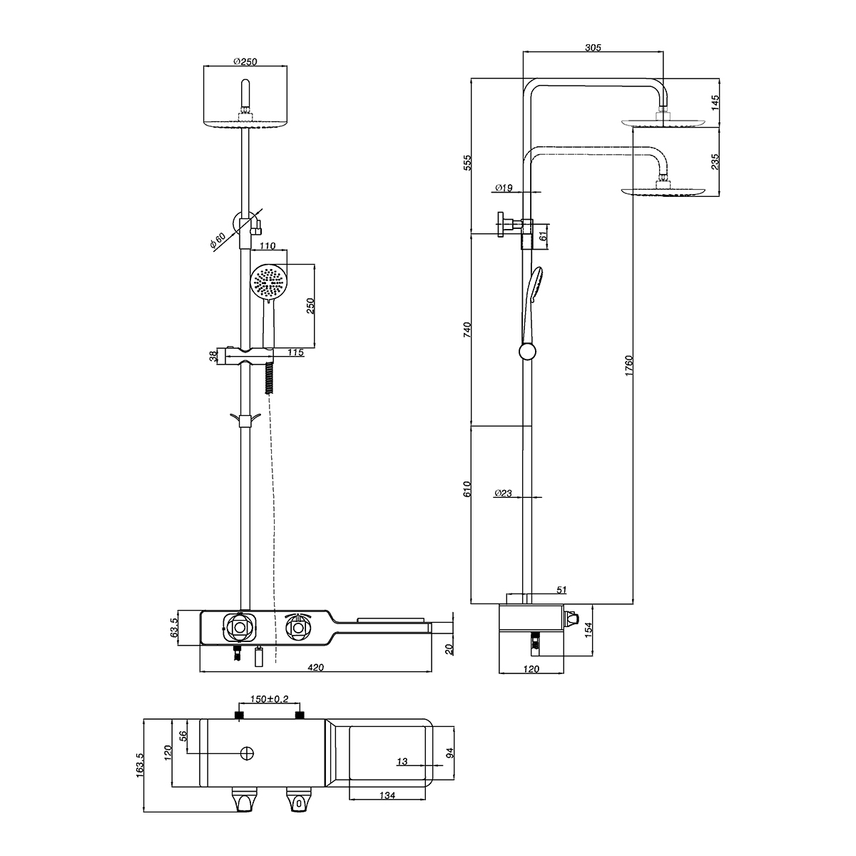 Душевая стойка Lemark Tropic LM7009C хром