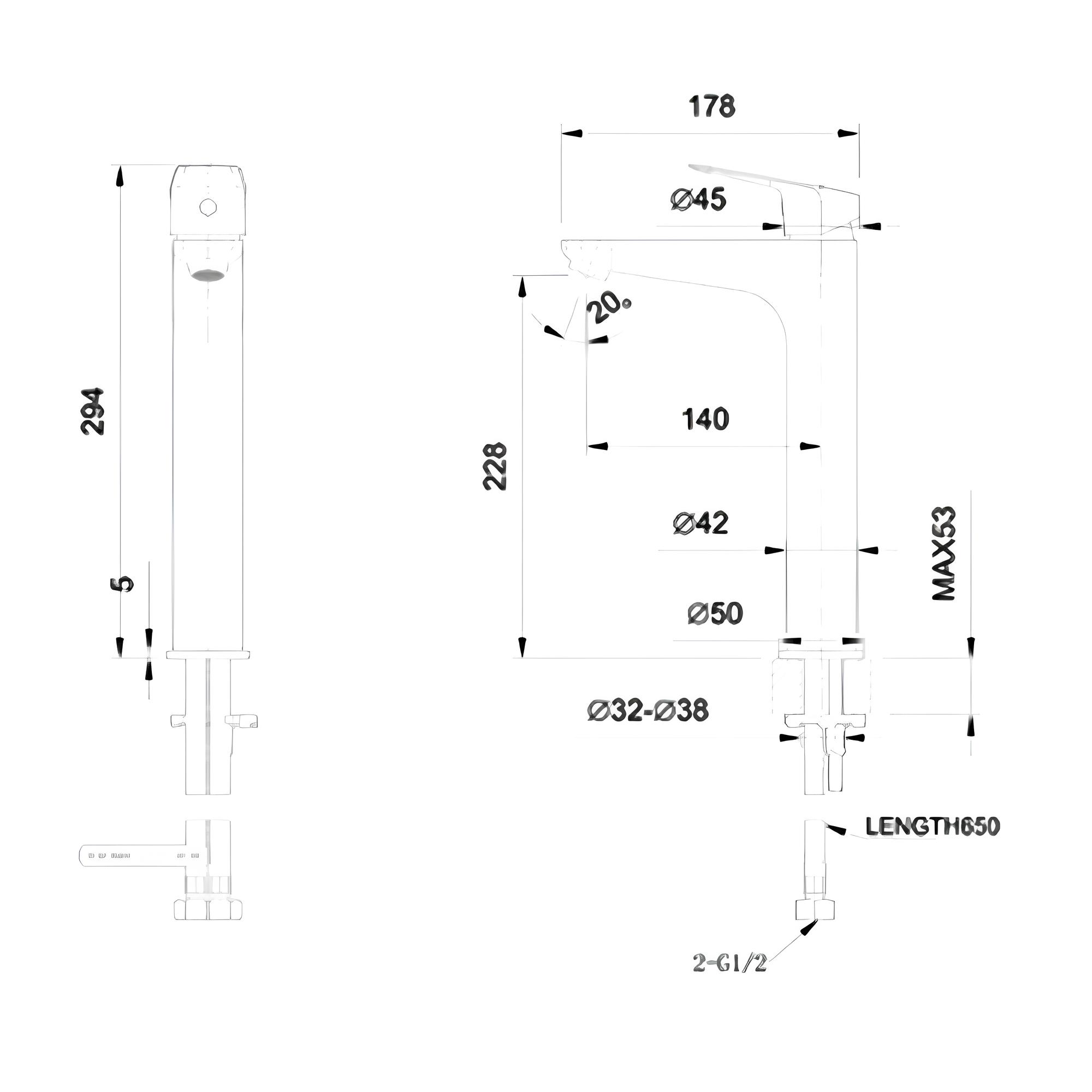 Смеситель для раковины Bravat Rhein F1429564BW-A-ENG черный матовый