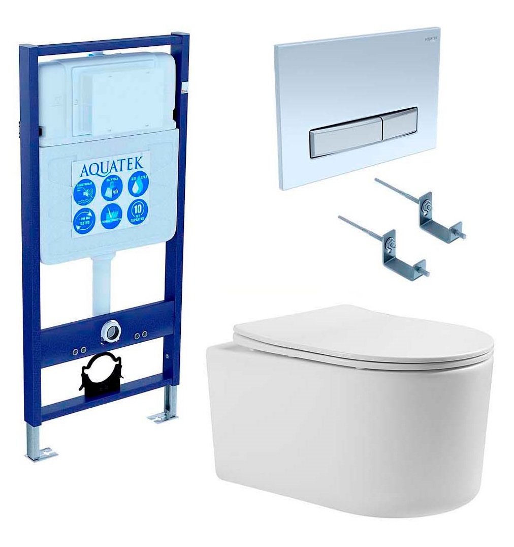 Комплект унитаз Set Aquatek Мия AQ2004-00 + инсталляция Aquatek Standard INS-0000012 4в1