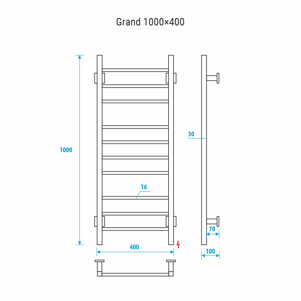 Полотенцесушитель электрический Energy GRAND P 100х40 см EETRGRANP1005000000 хром