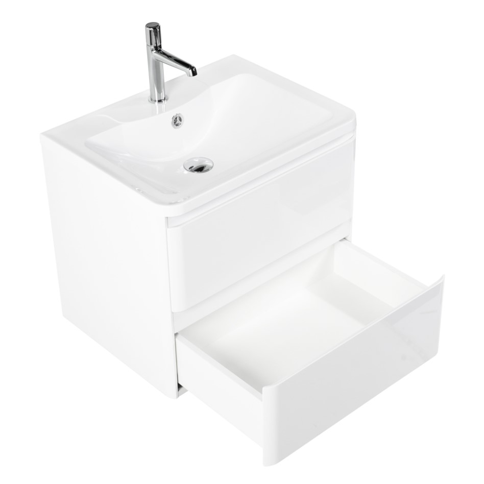 Тумба с раковиной BelBagno Albano 60 ALBANO-600-2C-SO-BL белая глянцевая