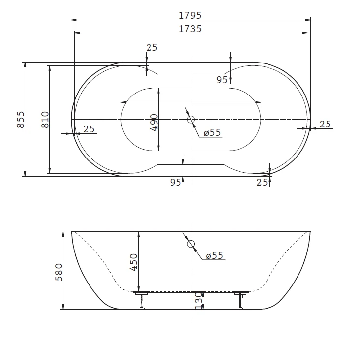 Акриловая ванна BelBagno 179,5x85,5x58 BB28 белая глянцевая