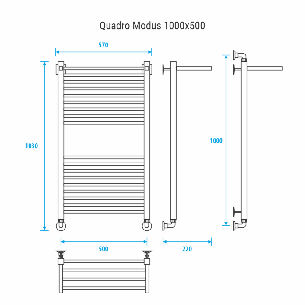 Полотенцесушитель водяной Energy Quadro Modus 100х50 см EWTRQUADM1005000000 хром