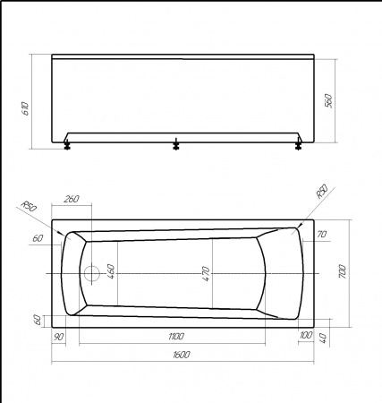 Акриловая ванна Azario ENRICA 160x70 AV.0030160 белая глянцевая