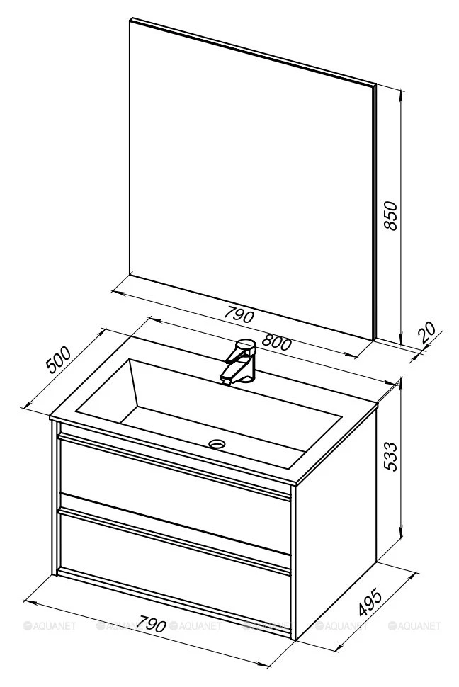 Мебель для ванной Aquanet Lino 80 271955 белый матовый