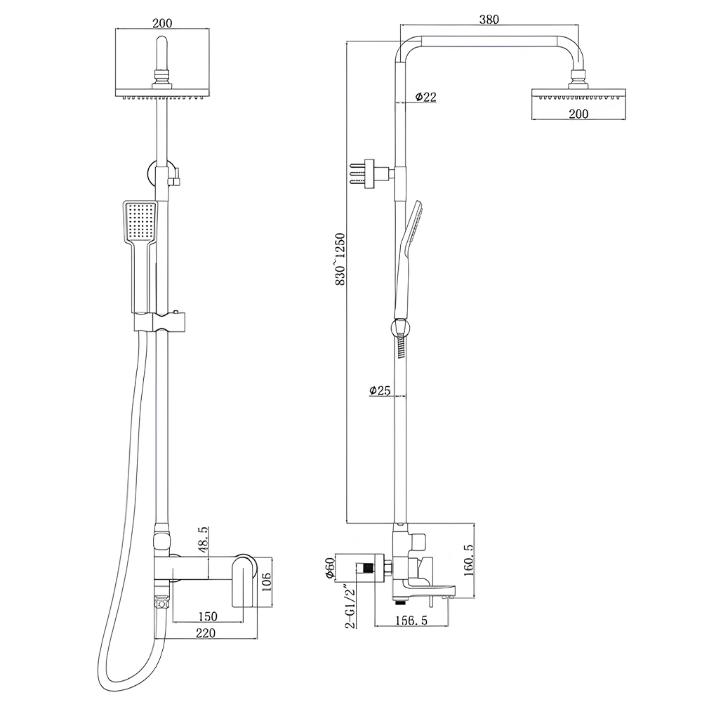 Душевая стойка Bravat Real F6333367CP-A-RUS хром