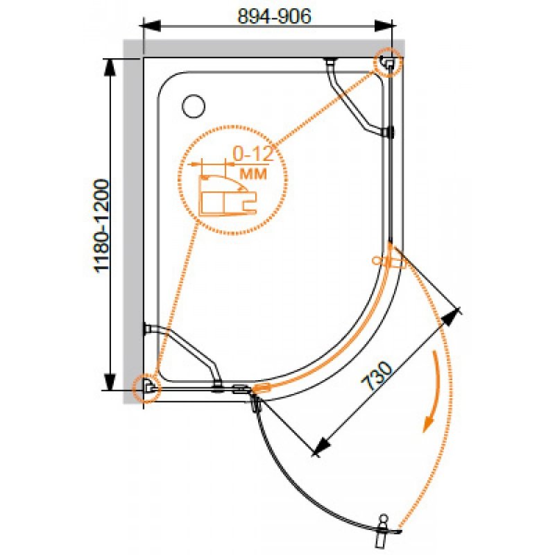 Душевой уголок Cezares Magic 120x90см MAGIC-RH-1-120/90-ROYAL P стекло бронза, стекло матовое/узор