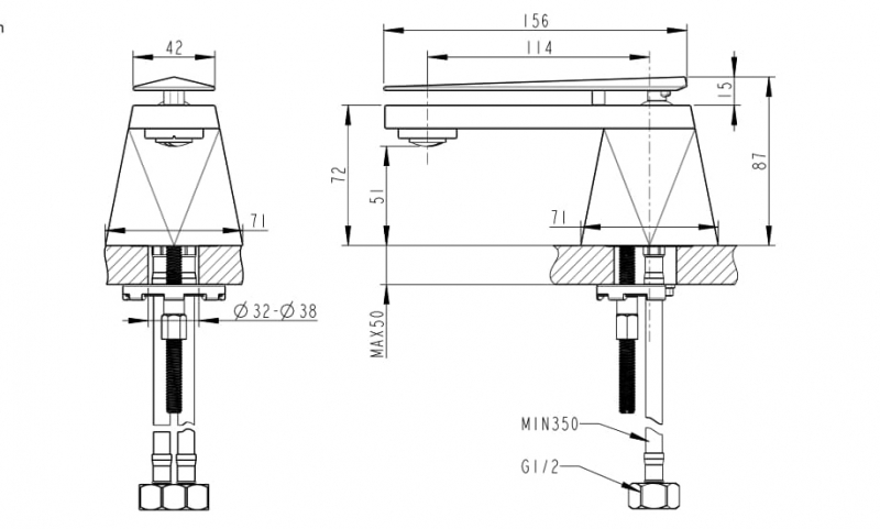 Смеситель для раковины Bravat Diamond F118102G-ENG золото