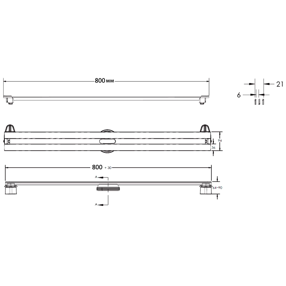 Душевой лоток Berges Super Slim 80 095054 черный матовый