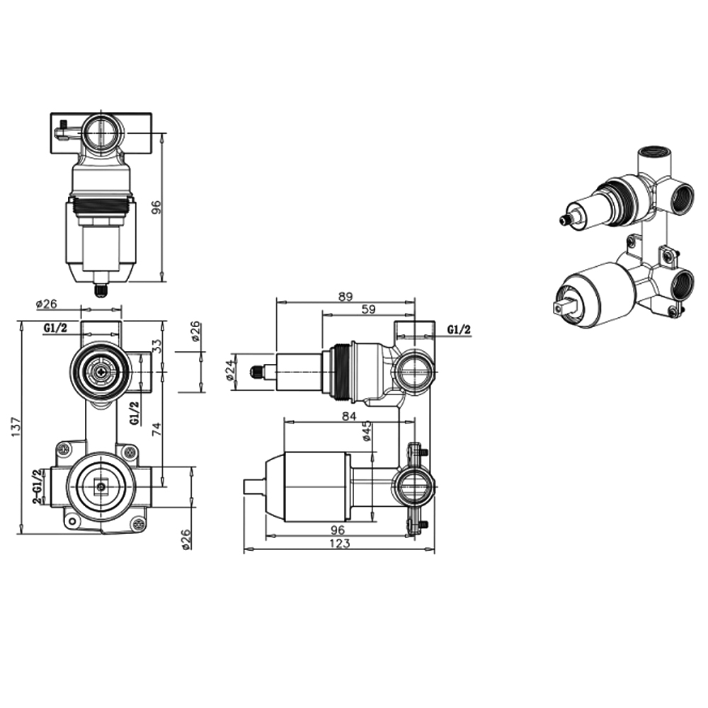 Скрытая часть Bravat Built-in D982BW-B-ENG