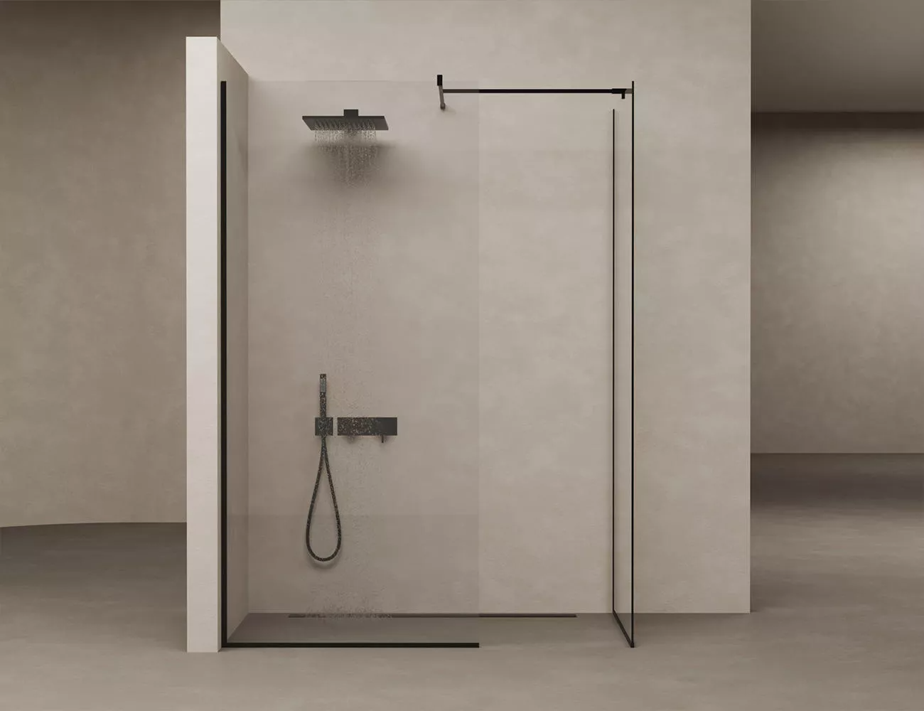 Душевая перегородка Salini ATRIO 100x220см 21102B профиль черный, стекло прозрачное