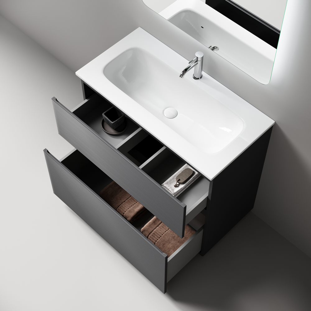 Тумба с раковиной Sancos Folk Floor 90 напольная, Grey soft