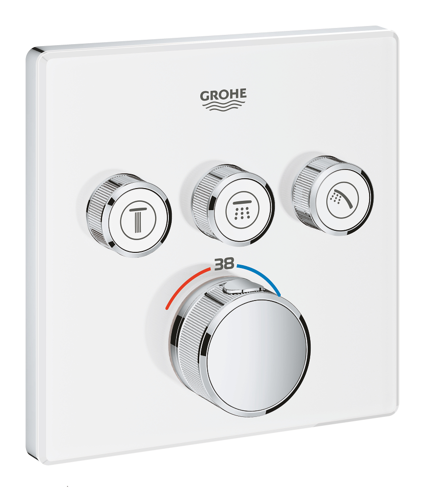 Термостатический смеситель Grohe Grohtherm SmartControl 29157LS0 для душа, хром / белый
