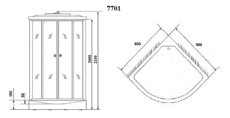 Душевая кабина Niagara Luxe 90x90см NG-7701W профиль серебро