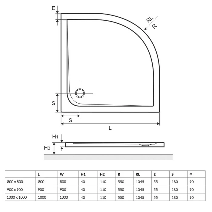 Душевой поддон Excellent Sense 90x90см BREX.SEN09WHN белый