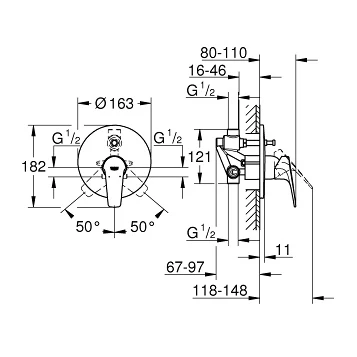 Смеситель Grohe BauFlow 29113000 С ВНУТРЕННЕЙ ЧАСТЬЮ