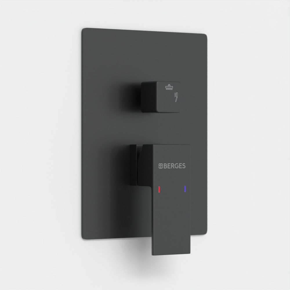 Душевой комплект BERGES VENTAS 2S BLACK с внутренней частью, черный матовый