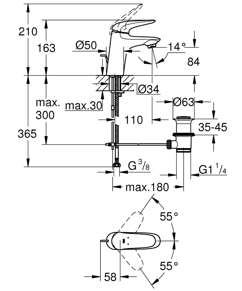 Смеситель для раковины Grohe Eurostyle 23707LS3 белый