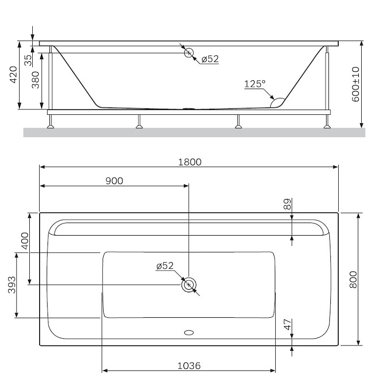 Каркас для ванны AM.PM Inspire 2.0 W52A-180-080W-R серый