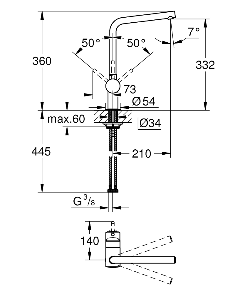 Смеситель для кухни Grohe Minta 31375DC0 хром