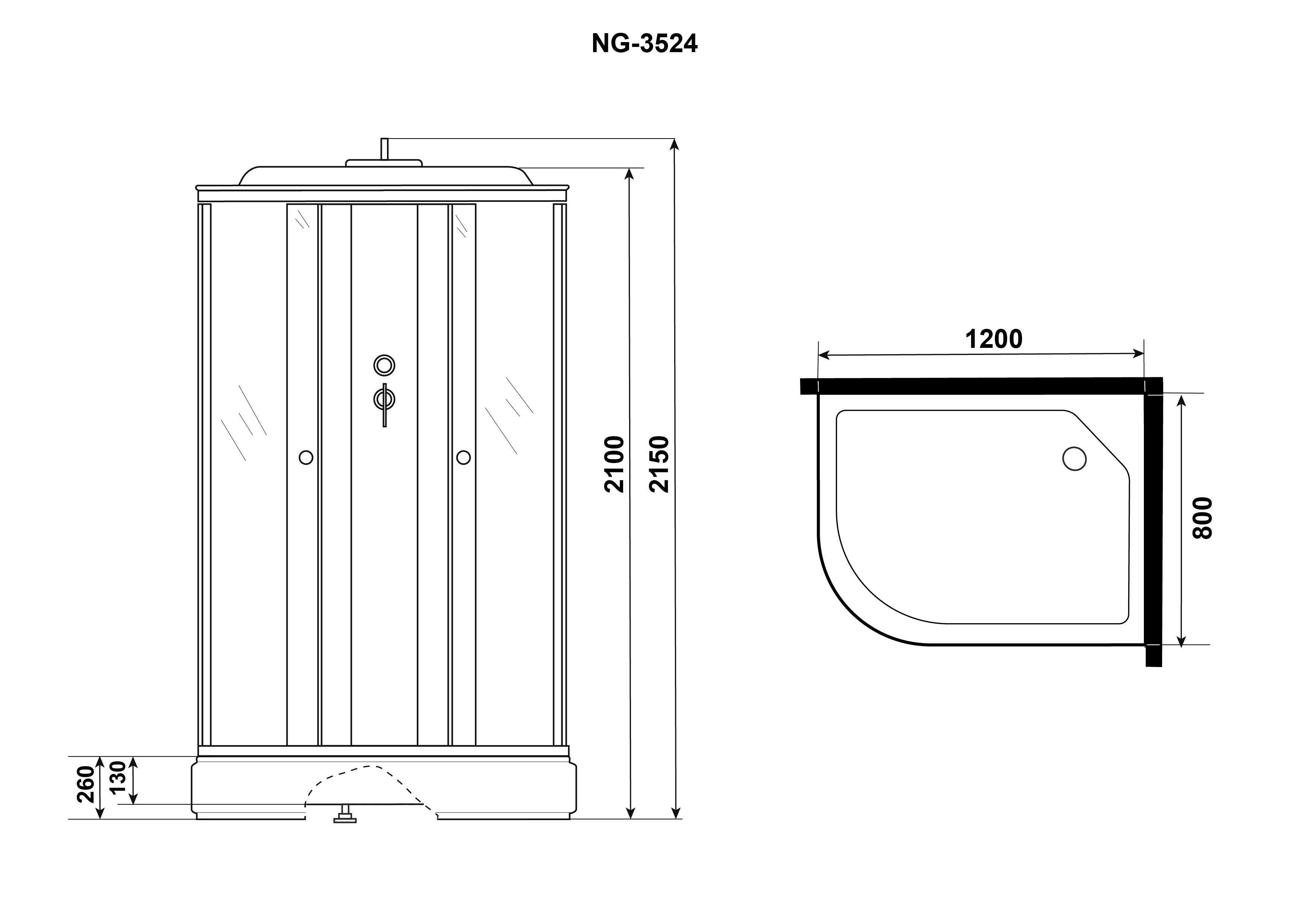 Душевая кабина Niagara Eco 120x80см NG 3524-14 R профиль серебро